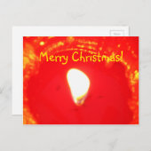 赤ろうそく灯の炎、ろうそく、メリークリスマス シーズンポストカード (正面/裏面)
