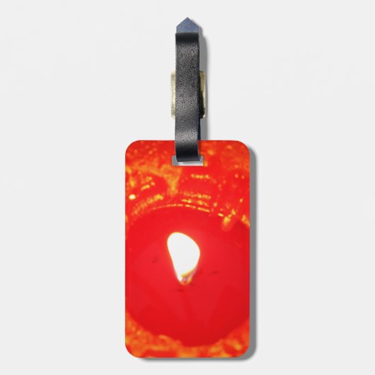 赤ろうそく、炎、ろうそく、クリスマス・ラブ ラゲッジタグ (裏面縦)