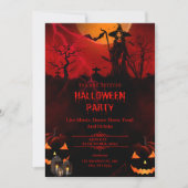 赤をテーマにしたハローウィンパーティを上品に 招待状 (正面)