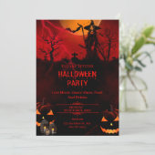 赤をテーマにしたハローウィンパーティを上品に 招待状 (スタンド正面)