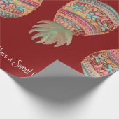 赤を包む甘いパイナップルクリスマス ラッピングペーパー (角)