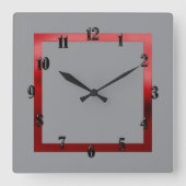 赤を含む任意の縁ど色 スクエア壁時計 (正面)