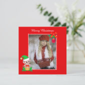 赤を基調としたキュートなクリスマスエルフとカスタムフォト (スタンド正面)