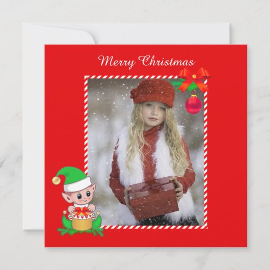 赤を基調としたキュートなクリスマスエルフとカスタムフォト (正面)