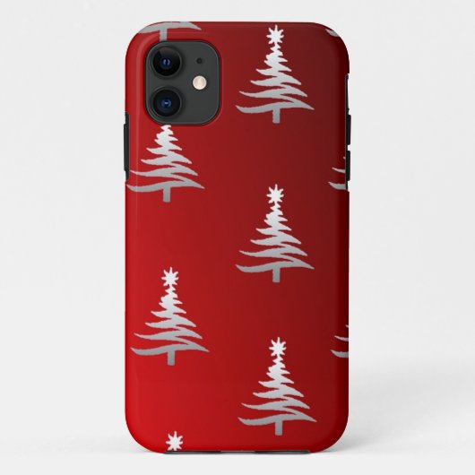 赤を基調としたシルバーのクリスマスツリー Case-Mate iPhoneケース (裏面)