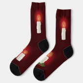 赤を基調としたホワイトのクリスマスキャンドル ソックス (左)