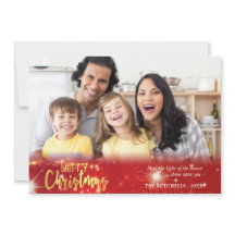 赤を基調としたメリークリスマス ゴールドと白のライト