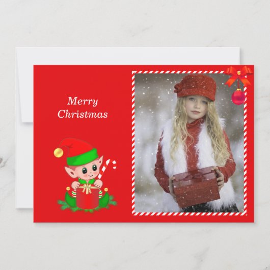 赤を基調としたモダンなクリスマスエルフとカスタム写真 (正面)