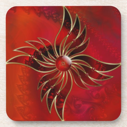 赤を炎のコルクコースターとして コースター (正面)