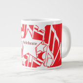 赤を祝う 装飾的な を祝え ジャンボコーヒーマグカップ (正面右)