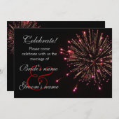 赤を結婚するお祝い 招待状 (正面/裏面)