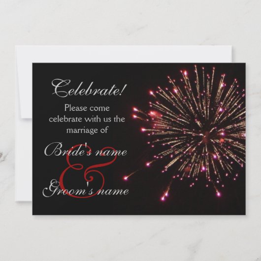 赤を結婚するお祝い 招待状 (正面)