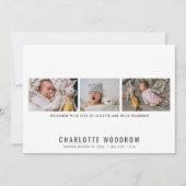 赤んエレガント坊の女の子の写真コラージュ誕生のお知らせ (正面)