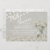 赤んエレガント坊の息ひもが赤ん坊シャワーを点灯 招待状 (正面/裏面)