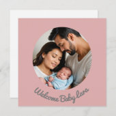 赤んカスタム坊の女の子ピンク、歓迎の出産の発表 招待状 (正面/裏面)