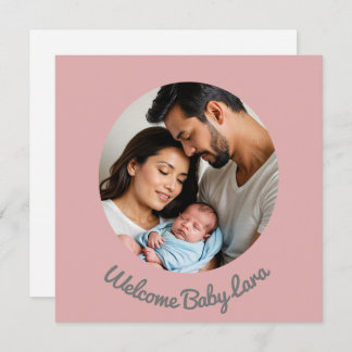 赤んカスタム坊の女の子ピンク、歓迎の出産の発表 招待状