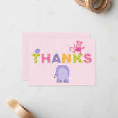 赤んカラフル坊の女の子ピンクのシャワーのためのジャングル動物 ノートカード (正面/裏面インサイチュ)