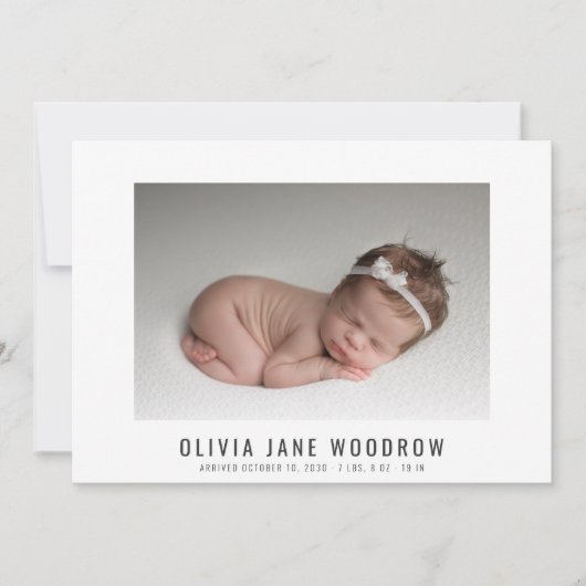 赤んモダン坊の女の子の写真コラージュ誕生のお知らせ (正面)