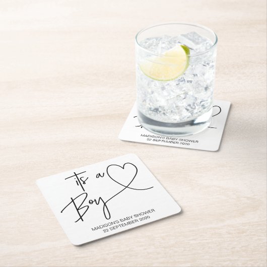 赤んモダン坊シャワーが少年をコースター スクエアペーパーコースター (インサイチュ)