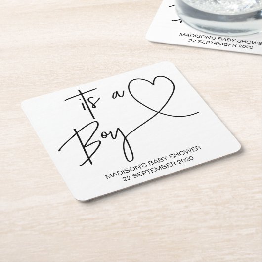 赤んモダン坊シャワーが少年をコースター スクエアペーパーコースター (アングル)