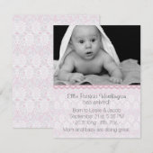 赤んレースのよう坊の女の子の誕生発表 案内状 (正面/裏面)