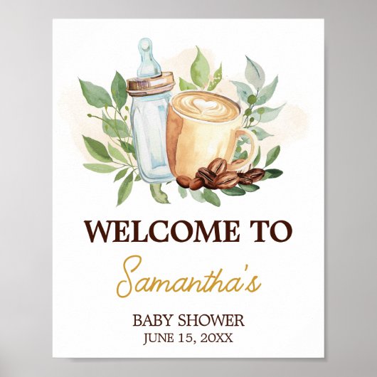 赤ん坊がコーヒーを醸造している赤ん坊シャワーへようこそ ポスター (正面)