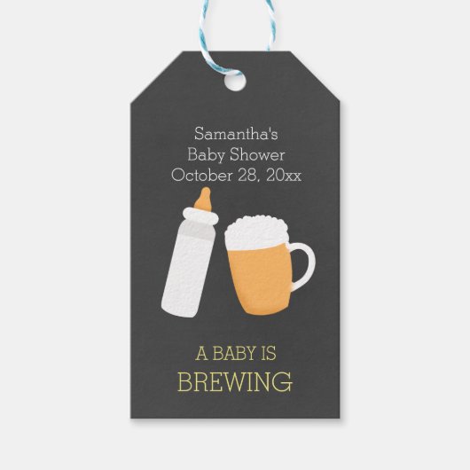 赤ん坊がビールのグラスの赤ん坊ボトルギフトタグを醸造している ギフトタグ (正面)