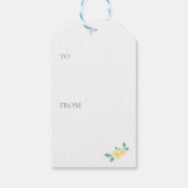 赤ん坊が黄色の花のティーポットの赤ん坊シャワーを醸造している ギフトタグ (裏面)