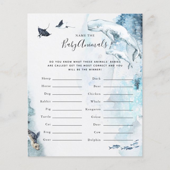 赤ん坊に動物の名前を付ける |赤ちゃんシャワーゲーム (正面)