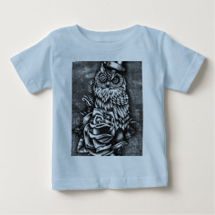 赤ん坊のための賢い入れ墨のスタイルのフクロウのアートワークがあって ベビーTシャツ