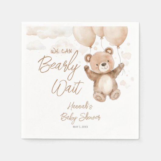 赤ん坊のシャワーが待てる スタンダードカクテルナプキン (正面)