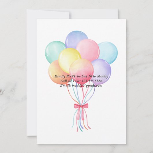 赤ん坊のシャワーが待てる 招待状 (裏面)