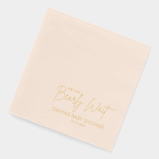 赤ん坊のシャワーが待てる 箔ナプキン (左)