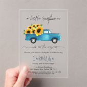 赤ん坊のシャワーが途中にある小さなひまわり アクリル招待状 (インサイチュ (ポータブル))