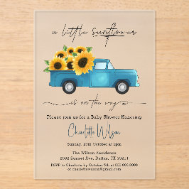 赤ん坊のシャワーが途中にある小さなひまわり アクリル招待状
