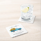 赤ん坊のシャワーが途中にある小さなひまわり ペーパーコースター (インサイチュ)