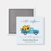 赤ん坊のシャワーが途中にある小さなひまわり マグネット (正面/裏面)