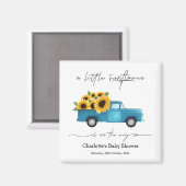 赤ん坊のシャワーが途中にある小さなひまわり マグネット (正面/裏面)