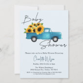 赤ん坊のシャワーが途中にある小さなひまわり 招待状 (正面)