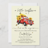 赤ん坊のシャワーが途中にある小さなひまわり 招待状 (正面)