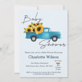 赤ん坊のシャワーが途中にある小さなひまわり 招待状 (正面)