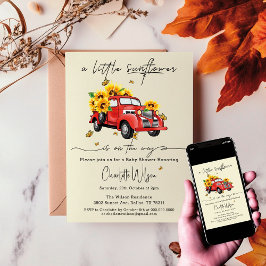 赤ん坊のシャワーが途中にある小さなひまわり 招待状