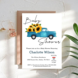 赤ん坊のシャワーが途中にある小さなひまわり 招待状