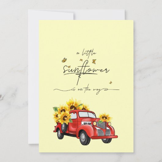 赤ん坊のシャワーが途中にある小さなひまわり 招待状 (裏面)