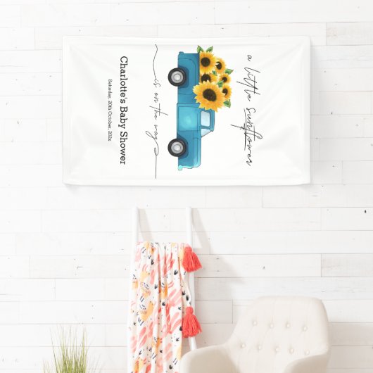 赤ん坊のシャワーが途中にある小さなひまわり 横断幕 (インサイチュ)