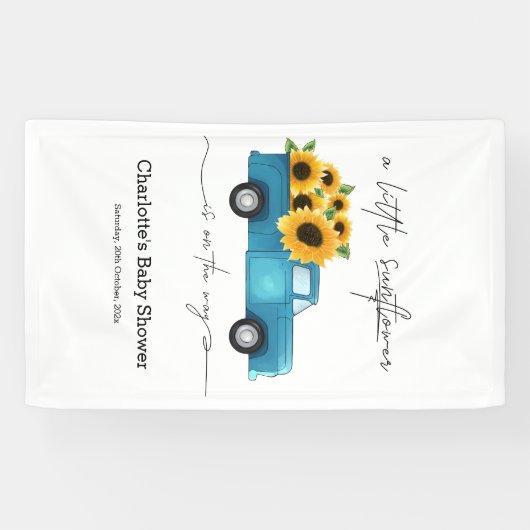 赤ん坊のシャワーが途中にある小さなひまわり 横断幕 (横)