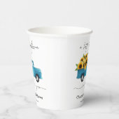 赤ん坊のシャワーが途中にある小さなひまわり 紙コップ (右)