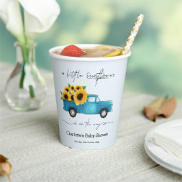 赤ん坊のシャワーが途中にある小さなひまわり 紙コップ