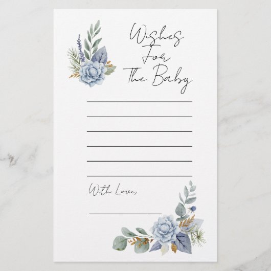 赤ん坊のシャワーが霧がかった青い花の緑を願う (正面)