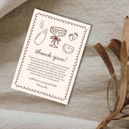 赤ん坊のシャワーの途中のよくはしゃぐチニ サンキューカード